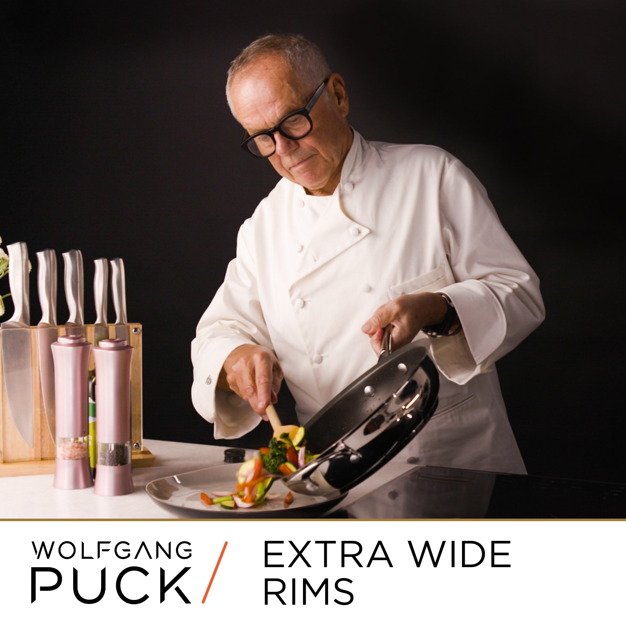extra wide rim skillet set from Wolfgang Puck
