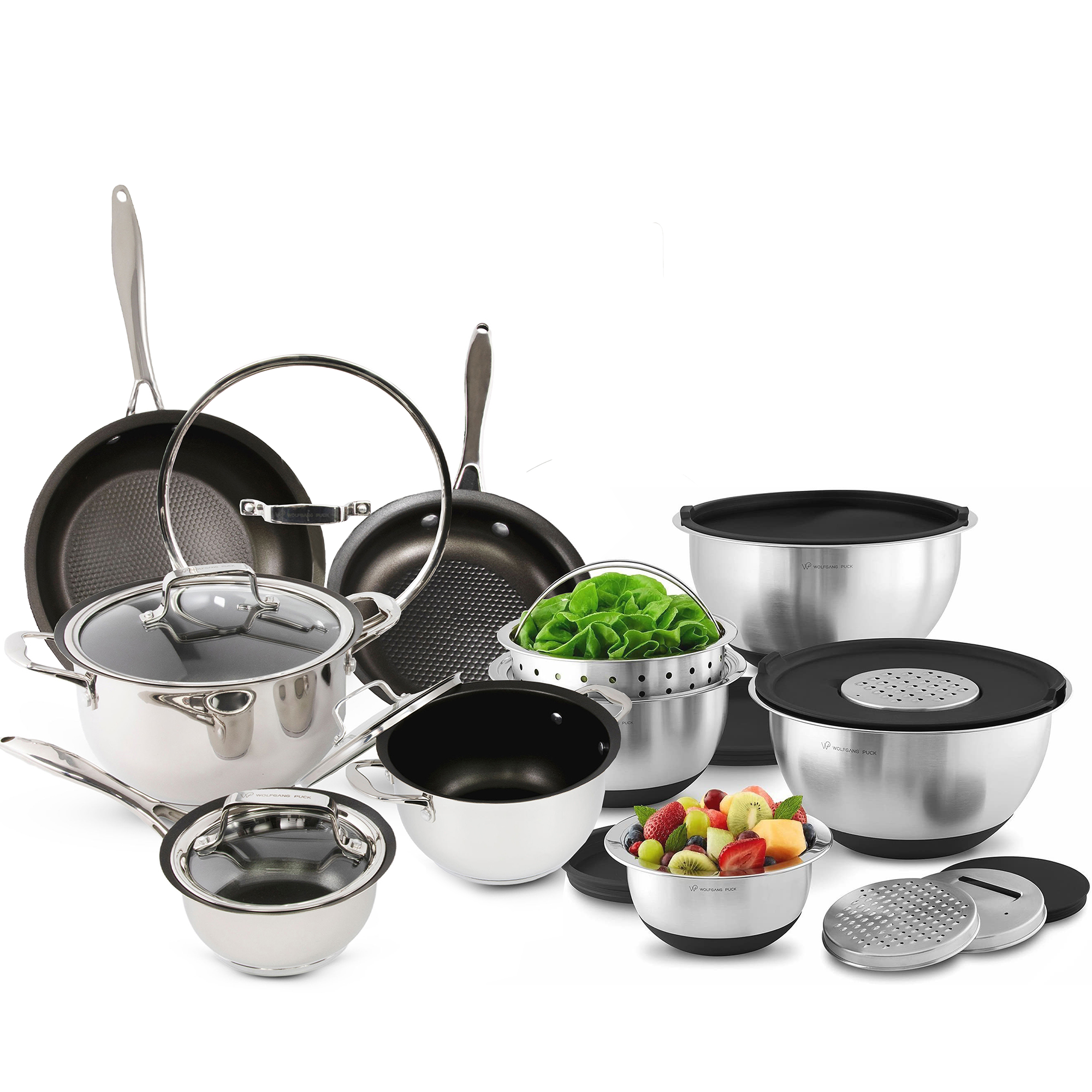 21-Piece Stainless Steel Cookware and Mixing Bowls Set
