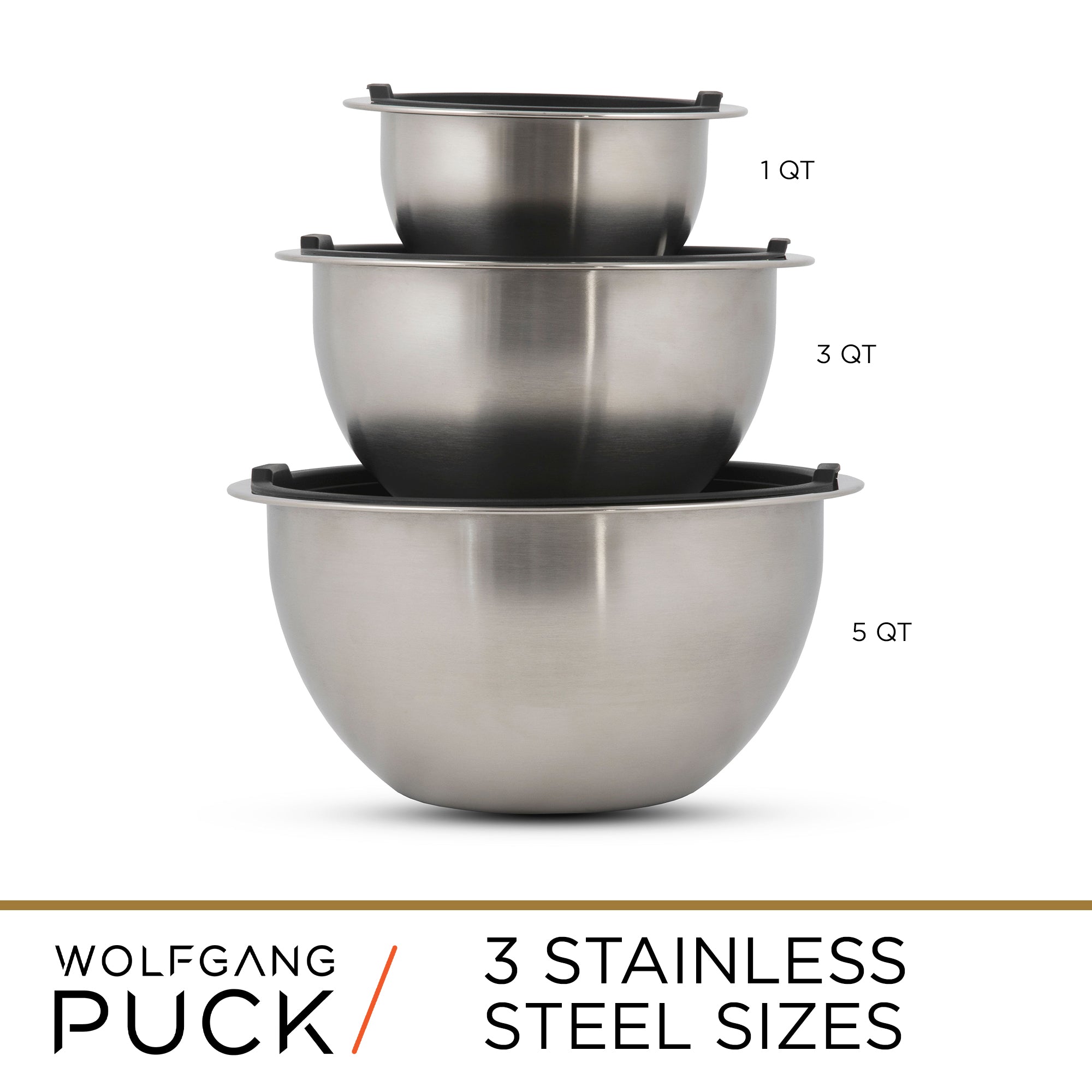 Wolfgang Puck 3-Piece Stainless Steel Skillet Set