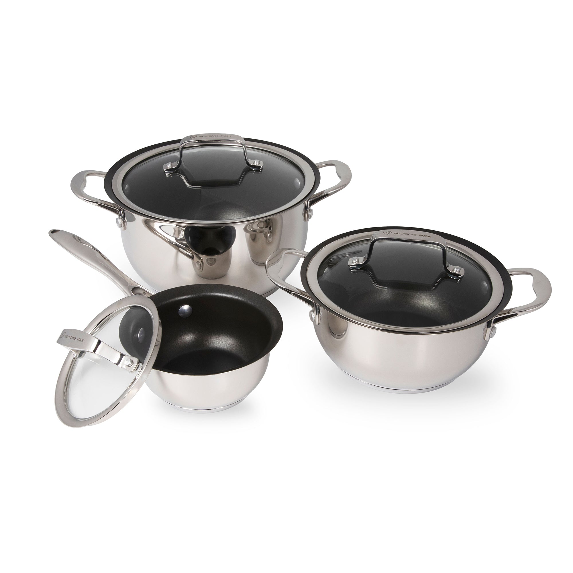 6-Piece Set Pots & Pans Basic Kitchen Cookware, Black Non-Stick