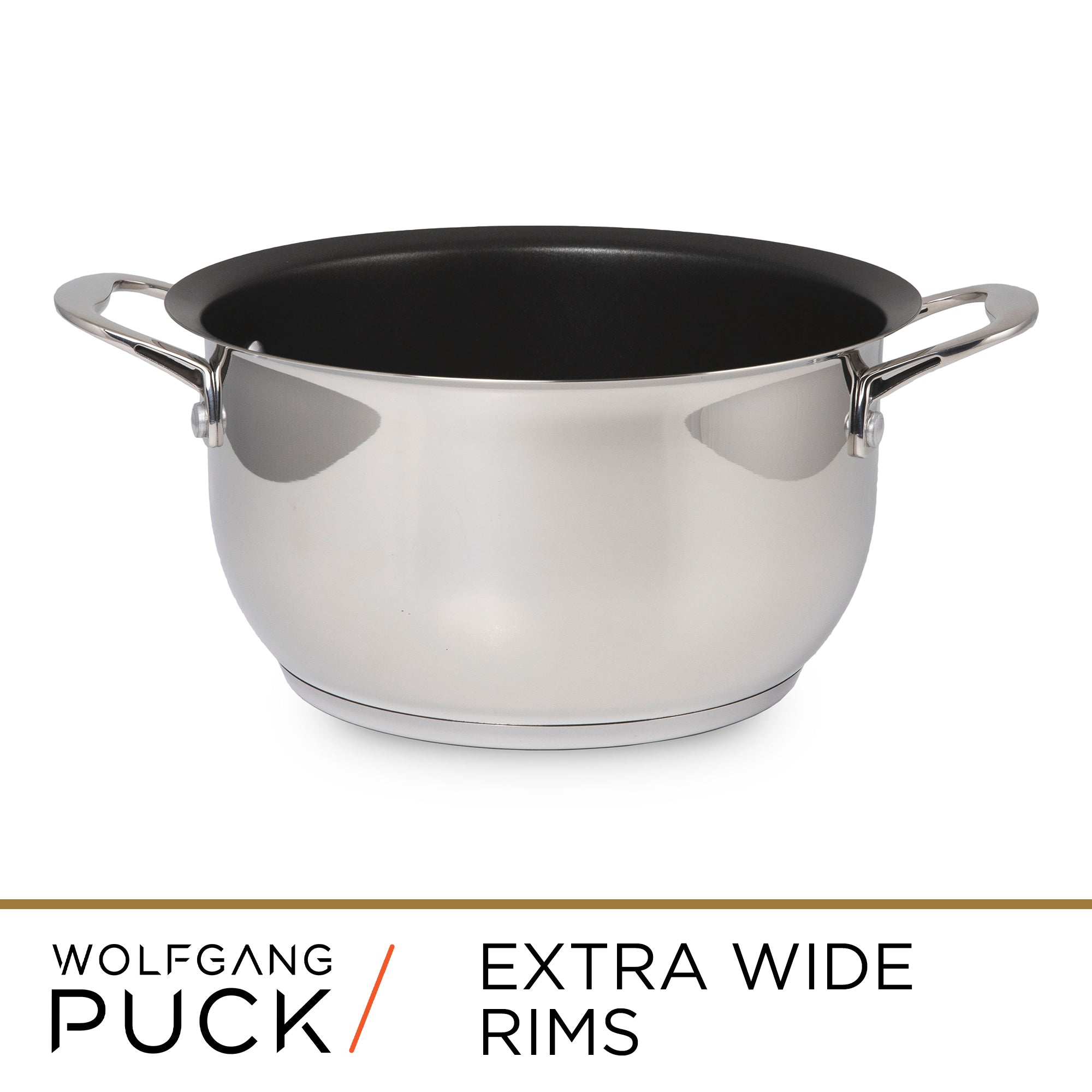 extra wide rim stainless steel pots and pans
