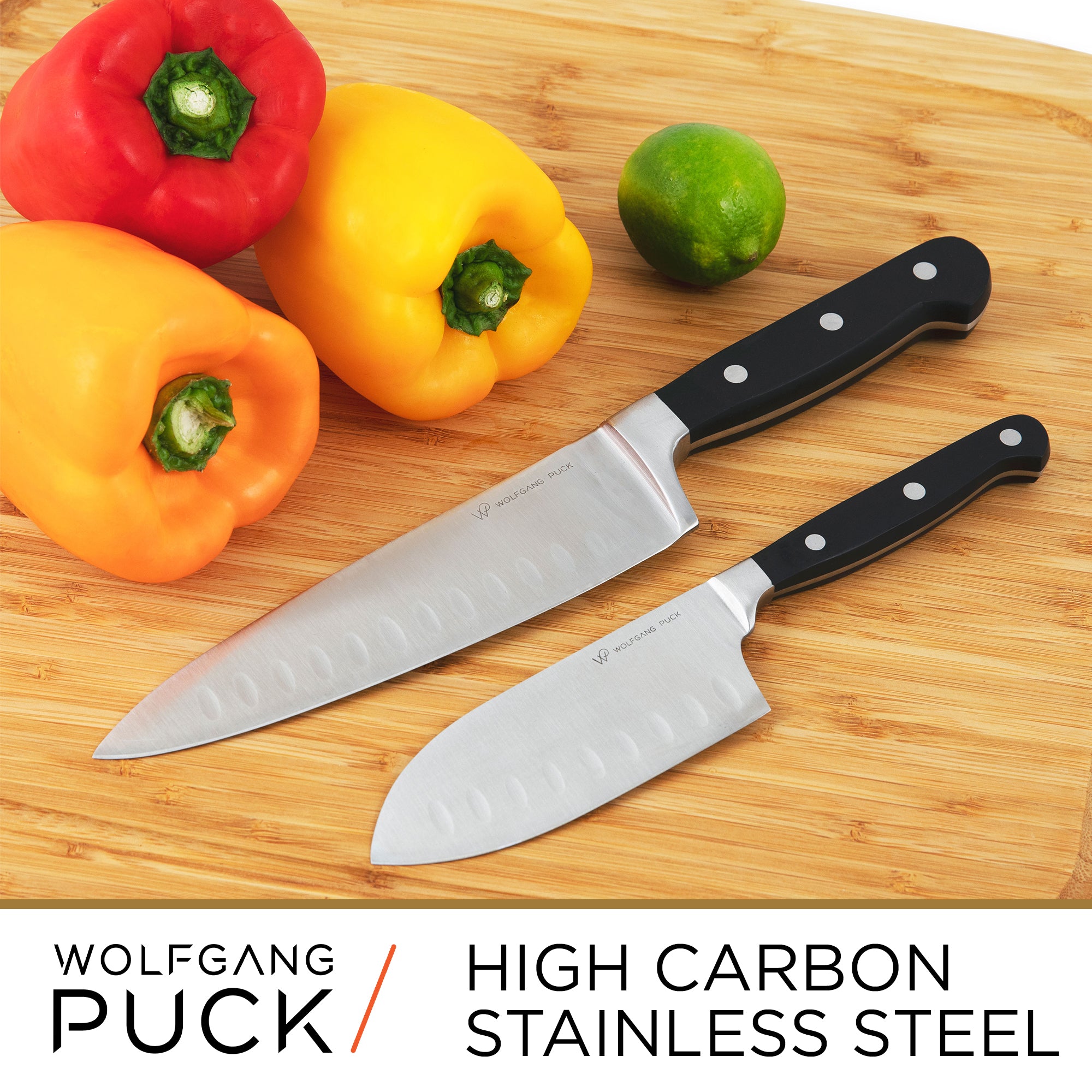 Wolfgang Puck High Carbon Stainless Steel Knife 10 Piece Cutlery Set-Red-NEW