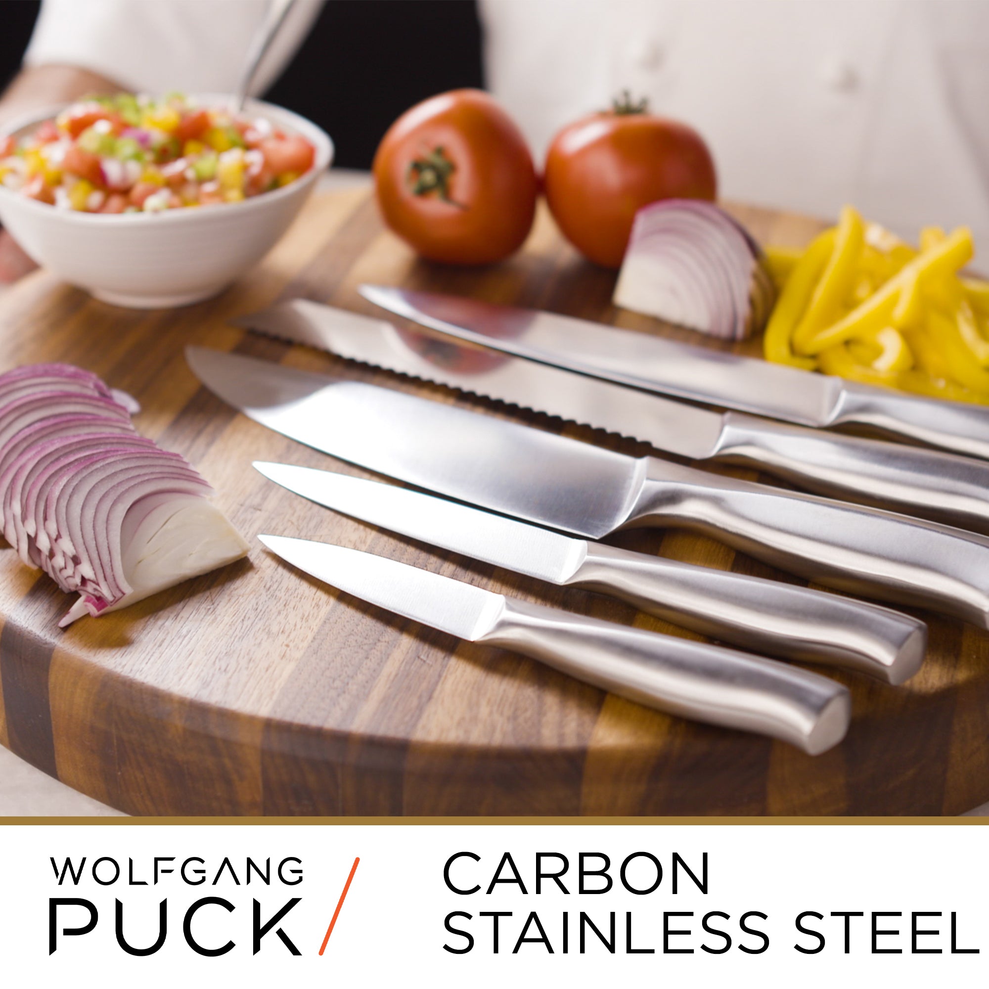 Wolfgang Puck 6-Piece Stainless Steel Knife Set with Knife Block – Wolfgang  Puck Home