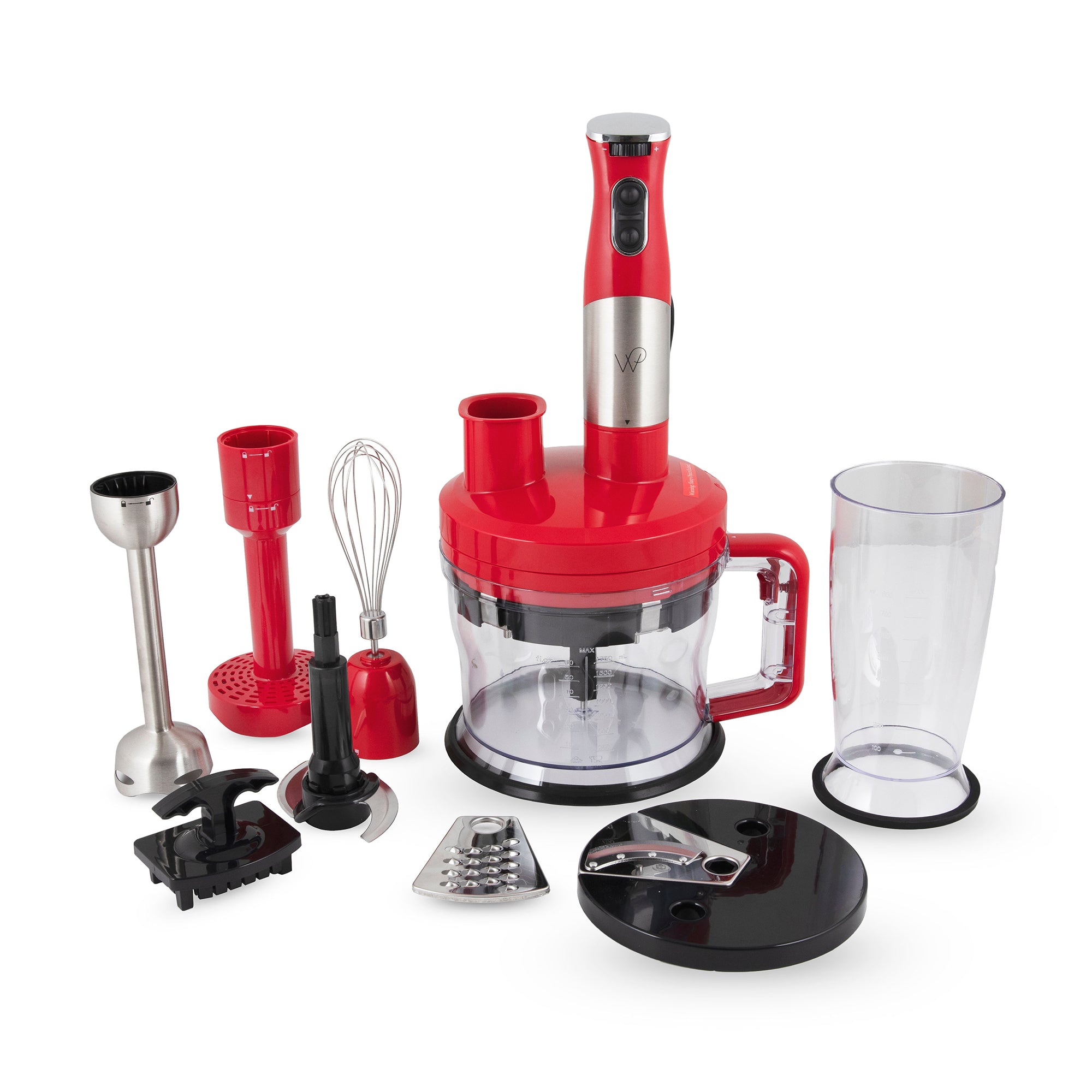 7-in-1 immersion blender in red by Wolfgang Puck